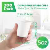 TV TOPVALUE 200 Pack 5 oz Paper Cups, Small Disposable Cups, Bathroom Cups, Mouthwash Cups, White Paper Cups for Cafes and Office, Mini Paper Cups for Parties, Travel, Picnics, and Events