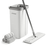 JOYMOOP Mop and Bucket with Wringer Set, Hands Free Flat Floor Mop and Bucket, with 3 Washable Microfiber Pads, Wet and Dry Use, Floor Cleaning System