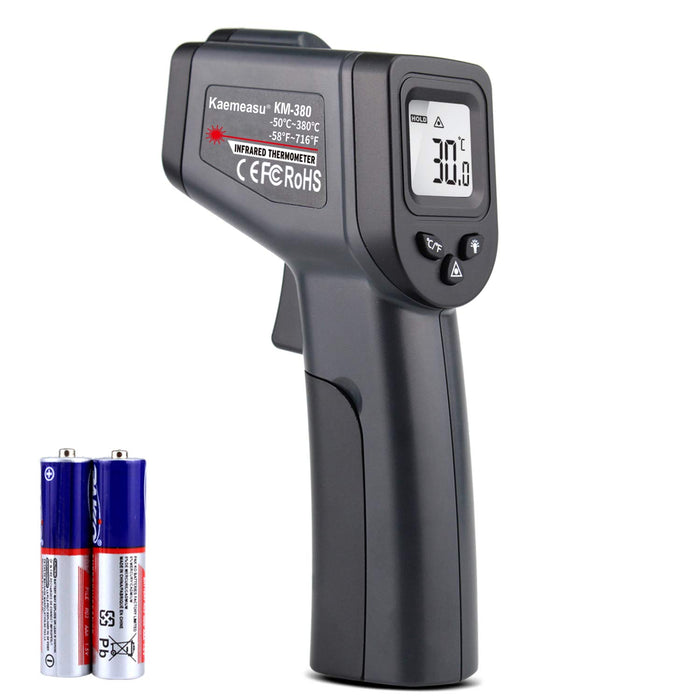 Kaemeasu Digital Infrared Thermometer -58℉-716℉ (-50℃ to 380℃) High Precision Handheld Non-Contact Electronic Thermometer Gun KM-380