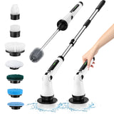 Leebein Electric Spin Scrubber, Electric Cleaning Brush with 8 Replaceable Brush Heads & Extra Toilet Brush, Adjustable & Detachable Long Handle, Cordless Spin Scrubber for Bathroom, Tub, Tile, Toilet