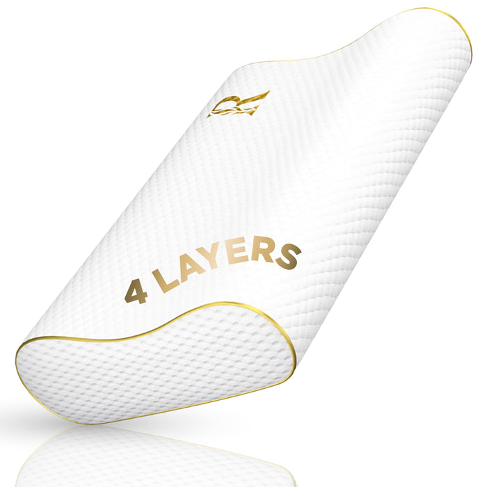 4-Layer Queen, Contour Pillow, Side and Back Sleepers, Orthopedic, Neck Support Pillow, for Neck Pain, CertiPUR-US