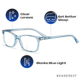 Readerest Blue Light Blocking Reading Glasses (Light Blue, 1.75 Magnification) Computer Eyeglasses With Thin Reflective Lens, Antiglare, Eye Strain, UV Protection, Stylish For Men And Women