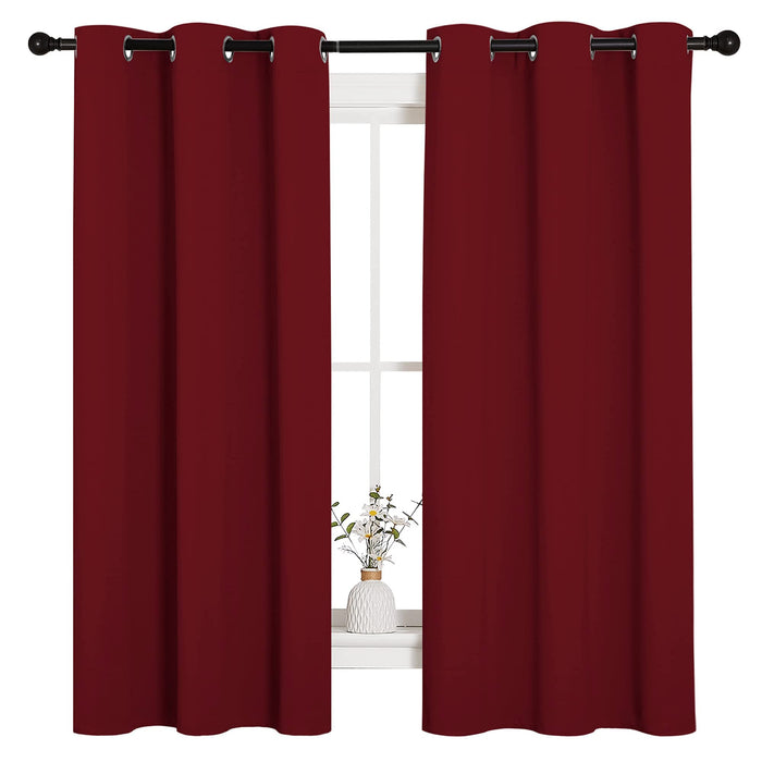 NICETOWN Holiday Christmas Decor Thermal Insulated Solid Grommet Blackout Curtains/Drapes for Living Room (1 Pair, 42 by 63 inches, Burgundy Red)