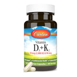 Carlson - Vitamin D3 + K2, 50 mcg (2000 IU) Vitamin D3 & 90 mcg Vitamin K2 as MK7, Bone Support, Calcium Absorption, 120 Capsules