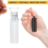 ASIO Glass Vial with Snuff Spoon in Waterproof Aluminum Pill Case | Small Glass Bottle with Mini Funnel in Keychain Pill Holder for Outdoor Travel (Black)