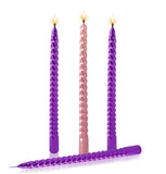 Christmas Advent Taper Candles Set of 4, 3 Purple 1 Pink Candles Pack, Glossy Metal-Look Long Advent Candle Sticks, Dripless Taper Candles, Holidays, Church, Devotional