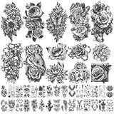 40 sheets Waterproof Temporary Tattoos Flowers Rose Butterfly Fake Tattoo Mix Style Lasting Body Art Tattoo Stickers for Women or Girls