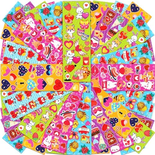 Benresive 2020 Pcs Valentines Day Stickers for Kids Classroom, 120 Sheet Cute Valentines Day Water Bottle Stickers, Valentines Day Party Favors Bulk, Valentines Day Gifts for Kids Classroom Pack