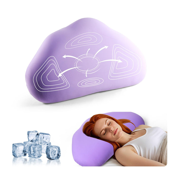 Cloud Contour Memory Foam Pillow Ergonomic Design for Sleeping Comfortably and Reducing Snoring Neck and Cervical Pillow with Cooling Pillowcase Purple