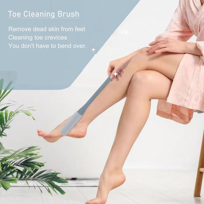 Enlivczom Toe Cleaning Brush Toe and Foot Towel Brush Long Handle Toe Brush No Bending to Remove The Dead Skin of The Feet Suitable for The Elderly Pregnant Women (Grey-Single)