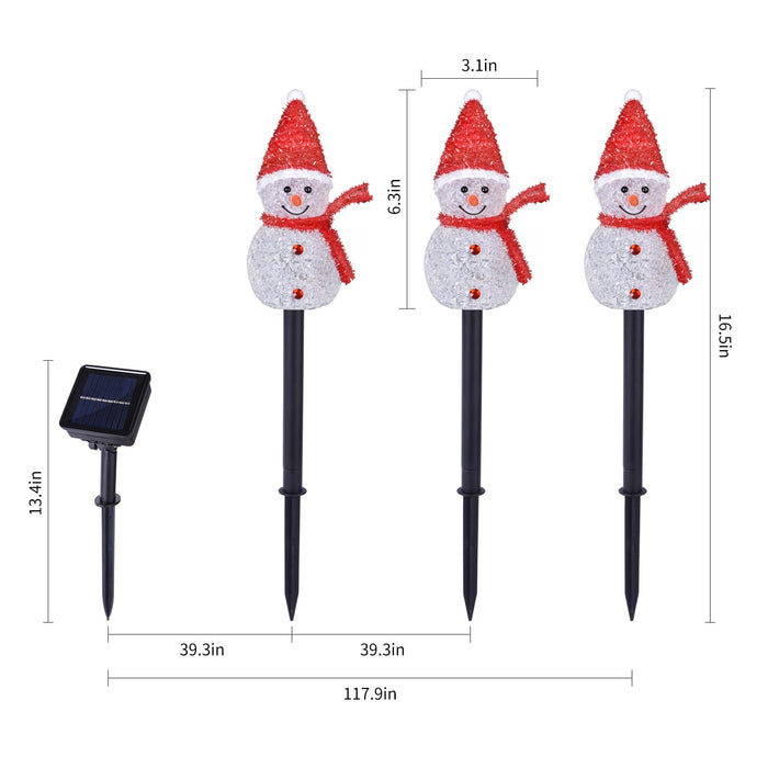 Solar Christmas Pathway Lights Outdoor Decor, Set of 3 Led Snowman Stake Lights, Waterproof Walkway Landscape Lights for Winter Yard, Garden, Solar Christmas Decorations (3pcs-Snowman B)