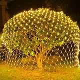 WATERGLIDE Outdoor Christmas Net Lights, 12FT x 5FT 360 LED Fairy String Light with 8 Lighting Modes, Connectable Light for Garden Tree Bushes, Holiday Wedding Party Decorations, Warm White