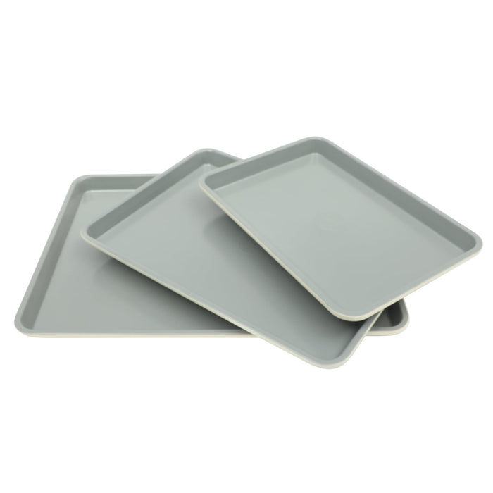 Sur La Table Kitchen Essentials Bake Sale 3-Piece Cookie Sheet Set – Nonstick Carbon Steel Baking Pans (13, 15, 18 Inch) – Grey Easy-Clean Oven Trays for Cookies, Roasting & More