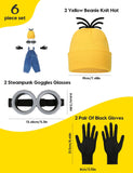 Hizhogqul Halloween Adult Costume Accessories with Hat Goggles Gloves Funny Costume Cosplay (6PCS), Yellow