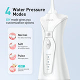 COSLUS Water Dental Flosser Pick for Teeth: 4 Modes Cordless Portable 300ML Larger Tank Water Teeth Cleaner IPX7 Waterproof Oral Irrigator Flossing Cleaning Picks for Home Travel FC5360