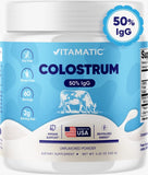 Vitamatic Bovine Colostrum Powder - 50% Highest IgG - Supplement for Gut Health, Hair Growth, Beauty, Muscle Recovery, & Immune Support - Easy to Mix - Unflavored - 60 Servings