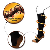Graduated Copper Compression Socks 6 Pairs Knee High Socks for Men Women Pain Ache Relief Stockings 15-20 mmHg (XXL, Black)