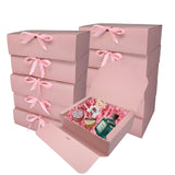 BoShahai 10 PCS Gift Boxes with Lids, 10.6x7.8x3.1 Inch Kraft Paper Gift Box, pink with Ribbon, Bridesmaid Proposal Box for Wedding, Packaging, Present, Birthday, Cupcake