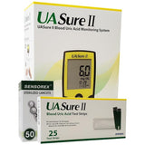 Uric Acid Test Kit By UASure - Bundle Includes UA Sure Meter 25 Test Strips, 50 Lancets - Home Monitor Gout Tester