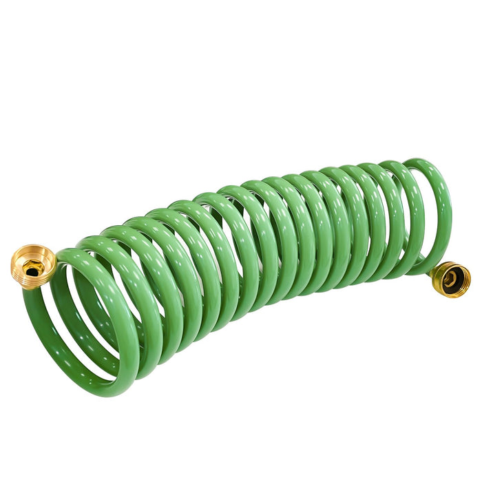 SUTEKUS  Coil Hose Water Hoses Coiled Boat Hose Lightweight Self Coiling Garden Hose With 3/4 inch Brass Fittings (15FT)