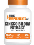 BulkSupplements.com Ginkgo Biloba Extract Capsules - Ginkgo Biloba 2000mg, Ginkgo Biloba Supplements, Ginkgo Biloba Pills - Vegan-Friendly, 1 Capsule per Serving, 180 Veg Capsules