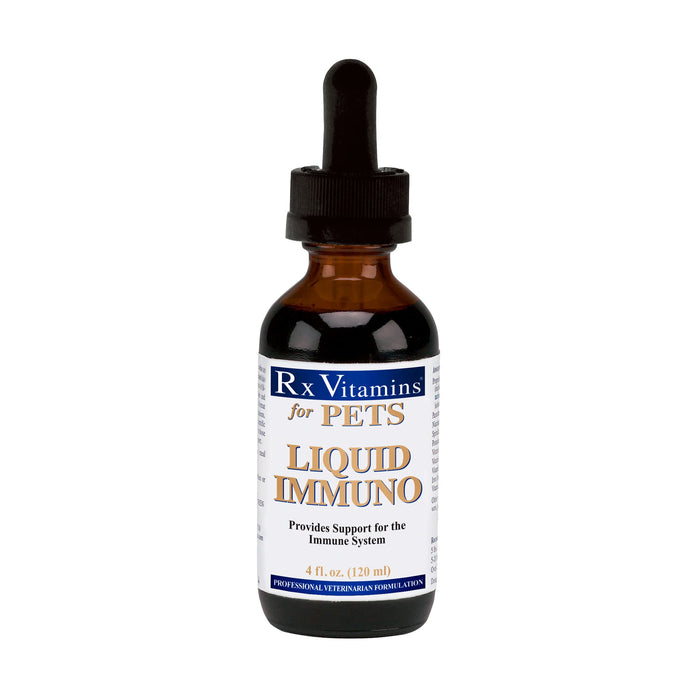 Rx Vitamins Liquid Immuno Dog and Cat Immune Support - L-Lysine for Cats - Reishi Mushroom Supplement for Dogs - Feline & Canine Immune System Support - Bacon Flavor - 4 oz