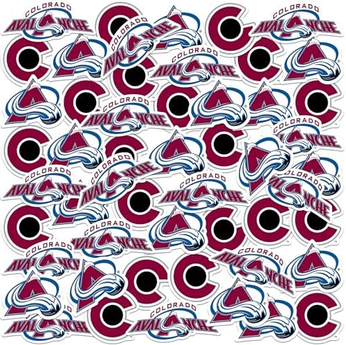 NHL Logo Colorado Avalanche 50ct Vinyl Large Deluxe Stickers Variety Pack - Laptop, Water Bottle, Scrapbooking, Tablet, Skateboard, Indoor/Outdoor