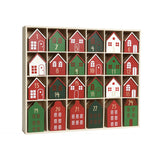 PIONEER-EFFORT Christmas Wooden Advent Calendar With 24 PCS Calendar Houses To Fill Small Gifts Christmas Tabletop Decoration