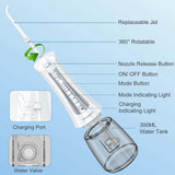 Water Flosser for Teeth Cordless, 300ML Powerful Water Teeth Cleaner Pick Rechargeable Oral Irrigator, 5 Modes Water Dental Flosser Teeth Pick for Teeth Cleaning,Home Use Travel Friendly (White)