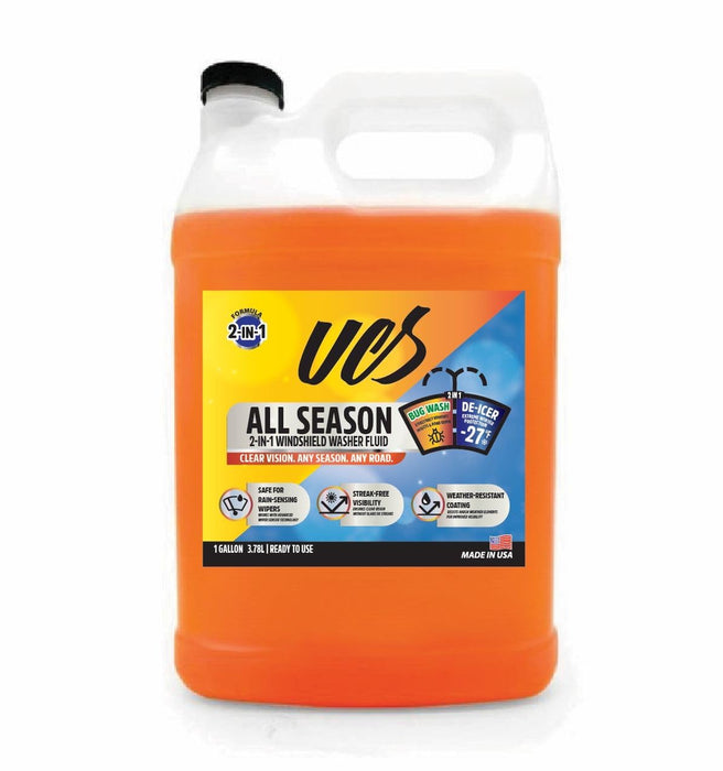UCS Windshield Washer Fluid All Season -27°F, Freeze Protection, Water Repellent & Bug Remover, Streak-Free, 1 Gallon (128 fl oz)