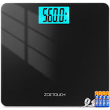 ZOETOUCH Scale for Body Weight 560lbs Digital High Capacity Bathroom Weighing Bath Scale for Heavy People Weigh Scale with Wide Platform Large LCD Display Batteries Included Black