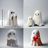 ZUZIF Halloween Ghost Figurine - Spooky Resin Ghost Statue, Cute Finger Ghost Ornaments, Perfect for Indoor & Porch Halloween Decor (A)