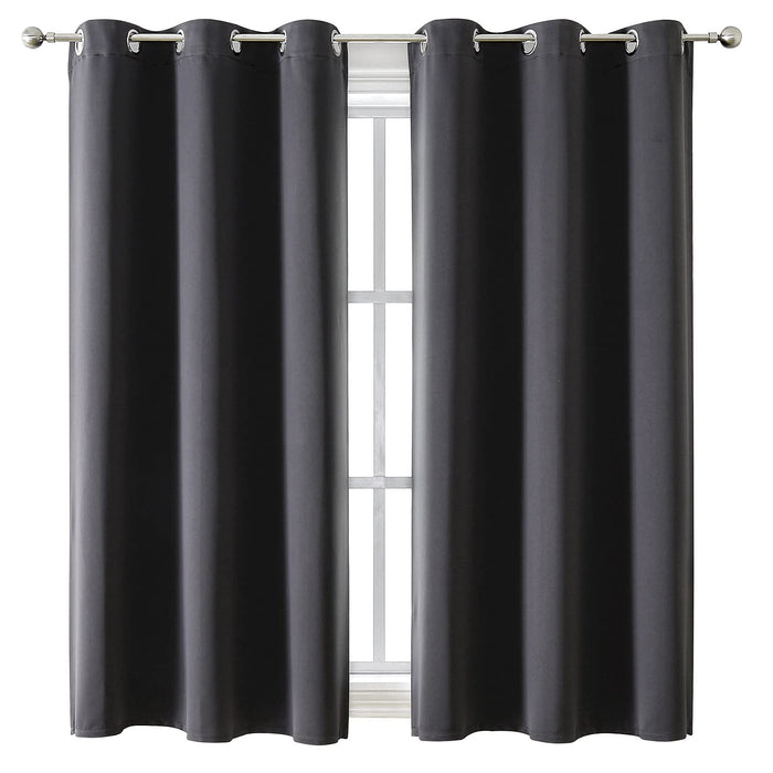 ChrisDowa Grommet Blackout Curtains for Bedroom and Living Room - 2 Panels Set Thermal Insulated Room Darkening Curtains (Dark Grey, 42 x 63 Inch)