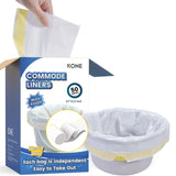 KONE 50 Count Commode Liners Disposable Waste Bags Fits All Standard Bedside Portable Toilet Chair Bucket Potty Bedpan Easy to Use