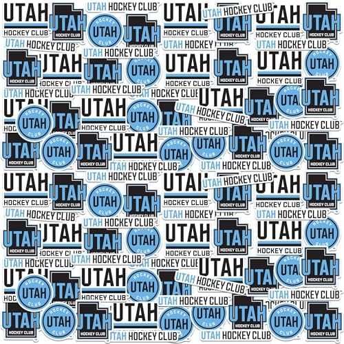 NHL Utah Hockey Club 100ct Vinyl Large Deluxe Stickers Variety Pack - Laptop, Water Bottle, Scrapbooking, Tablet, Skateboard, Indoor/Outdoor