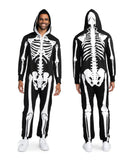 Tipsy Elves Halloween Skeleton Costume for Men - Comfy Easy Adult Onesie Jumpsuit - Front and Back Print with Zip Up Mask - Men's White Skeleton Jumpsuit Halloween Costume Size Large