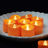 Homemory Halloween 12 Pack Orange Tea Light Candles, Battery Operated LED Tealights, Small Pumpkins Lights, Flameless, Electric Fake Tea Candles, 1.4"x1.25"