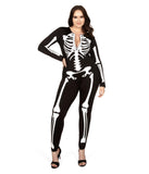 Tipsy Elves Form Fitting & Flattering Skeleton Bodysuits for Halloween - Women's Sexy Skeleton Costume - Women's White Skeleton Bodysuit Halloween Costume Size Medium