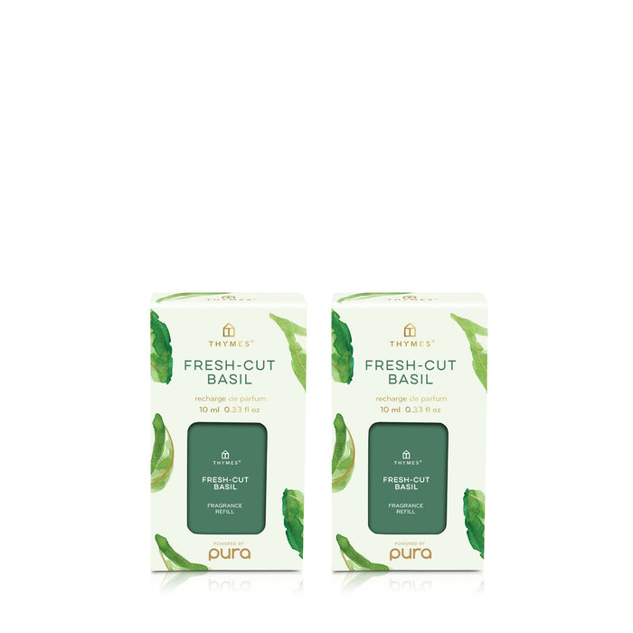 Thymes Fresh-Cut Basil Pura Smart Home Plug-in Diffuser Refills - Pura Diffuser Refills with a Fresh, Clean Fragrance - Long-Lasting Aromatherapy Diffuser Refill - Pack of 2