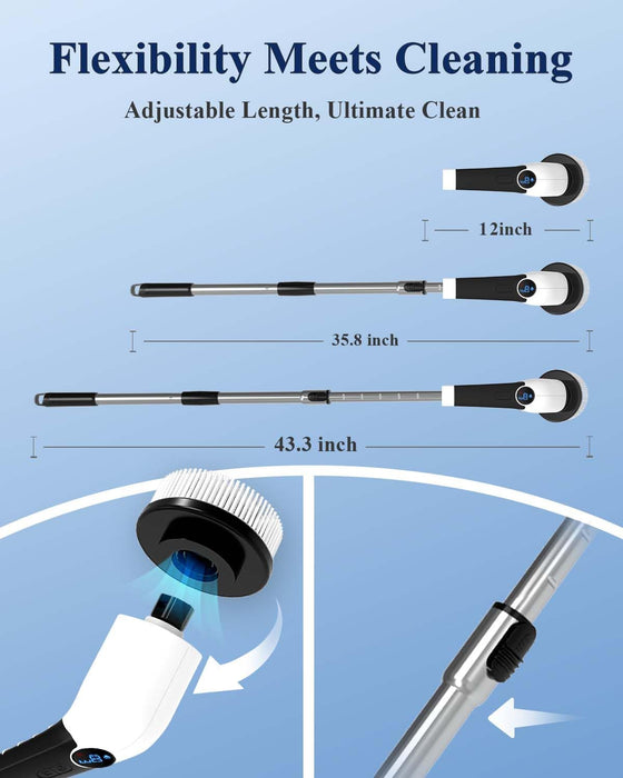 Cordless Electric Spin Scrubber - 420RPM With 7 Brush Heads & Adjustable Handle For Bathroom & Kitchen
