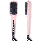 TYMO Ionic Hair Straightener Brush - Straightening Comb with 10M Negative Ions, 25s Heat-up, 16 Temps, Dual Voltage, LED Display | Ceramic Hot Comb Hair Brush Straightener for Women, Pink