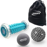 SUNANTH Foot Massager Roller,Massage Lacrosse Ball,Spiky Ball Therapy Set for Relieve Plantar Fasciitis,Heel & Foot Arch Pain and Deep Tissue Massage