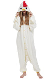 DELEY Unisex One Piece Animal Adult White Chicken Onesie, Animal Pajamas Halloween Cosplay Costume for Women and Mens Sleepwear