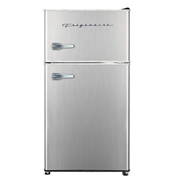 Frigidaire EFR3A1 Compact Small Top-Freezer Refrigerator, Stainless Steel Mini Bar Fridge, Platinum Series-21.26" D x 17.83" W x 33.5" H, 3.2 cu ft Double Door