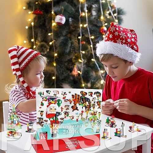 Christmas Advent Calendar 2024, Kids 6 in 1 Building Blocks, 24 Days Countdown Calendar Toys for Kids, Christmas Building Toys, Kids Christmas Gifts for Boys & Girls, Christmas Stocking Stuffers