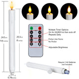 Homemory 6 Pcs Flameless Taper Candles with Remote, Timer, Dimmer, 9.6 Inches Plastic White Led CandleSticks with Flickering Light, Battery Operated Window Candles for Halloween Christmas Decoration