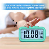 Peakeep Night Light Digital Alarm Clock Battery Operated with Indoor Temperature, Desk Small Clock (Mint)