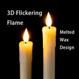 Homemory 2 PCS Flameless Taper Candles with Remote and Timer, 9.6 inch Ivory LED Candle Sticks Battery Operated, Dripless Real Wax Window Candles with 3D Flickering Flame for Fireplace Christmas