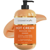 Cosmetasa Hot Cream Massage Gel - Natural and 87% Organic Cellulite Cream - Multi Use, Skin Toning Cream, Soothes Aches, for Sore Joints and Muscle - 16.9 Oz