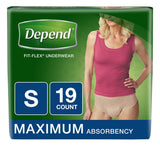 Small Maximum Absorbency Depends Fit Flex Underwear,19 count